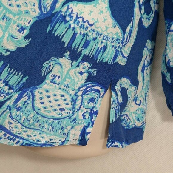 Lilly Pulitzer Martinique Joy Ride Top Blouse Blue - Picture 4 of 9